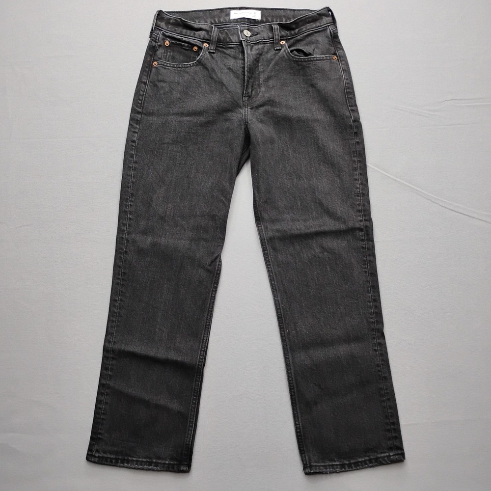 Abercrombie & Fitch 90s Straight Jeans Mid Rise Washed Black 27 Extra Short